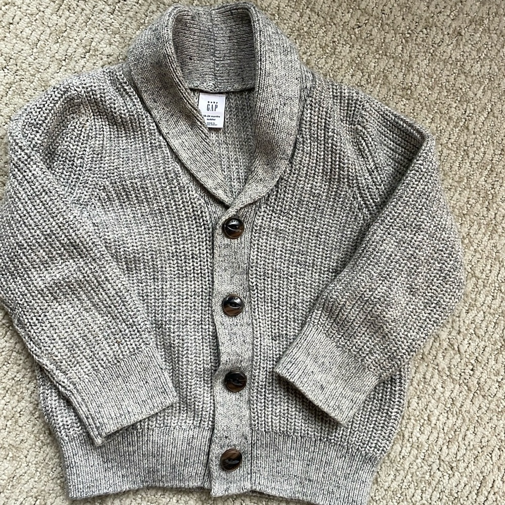 Baby gap light grey shawl collar cardigan